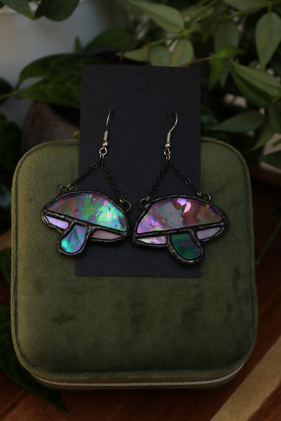 Stained glass earrings - mushrooms