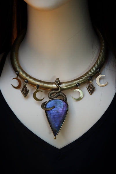 "Nahema" brass serpent choker