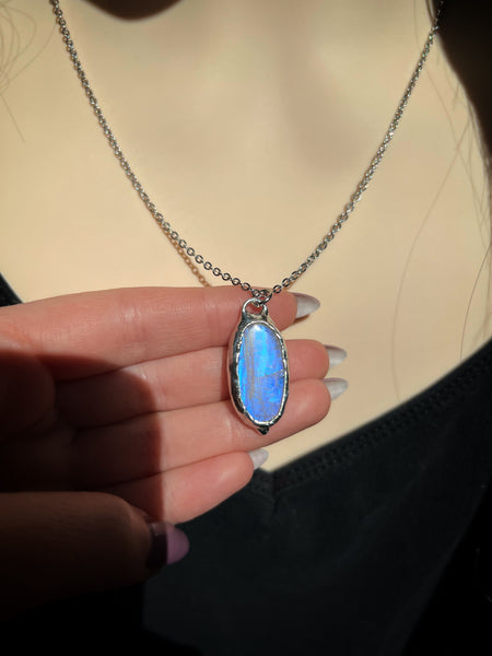 Moonstone necklace two-sided