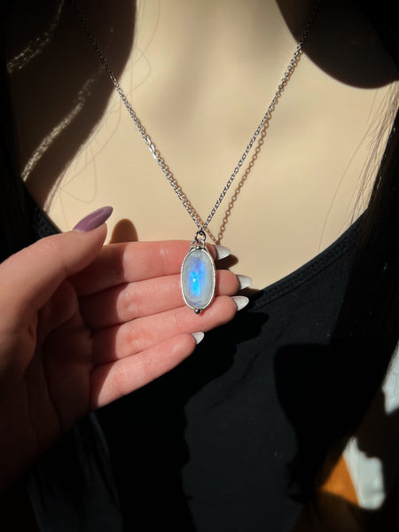 Moonstone necklace two-sided