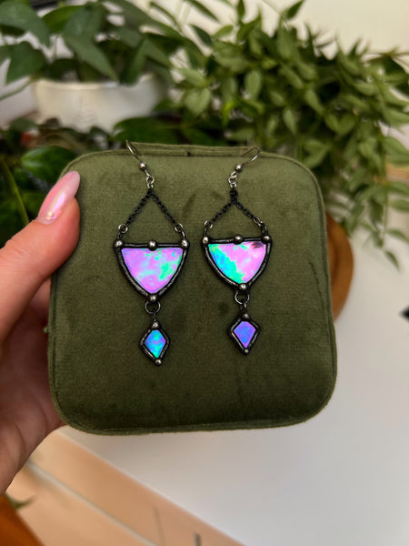 Stained glass earrings - triangle
