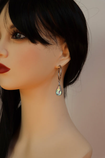 RESERVED FOR NEŽA Stained glass hoop earrings - iridescent mix