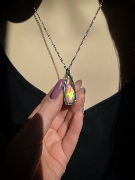 Rainbow labradorite necklace
