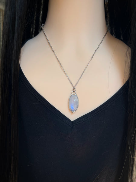 Moonstone necklace two-sided