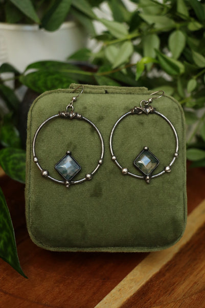 Moss agate hoop earrings