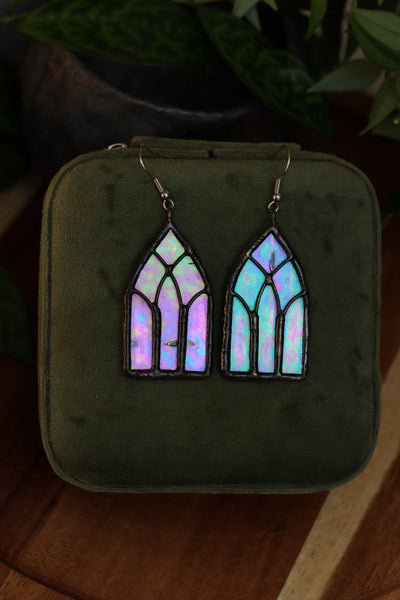 Stained glass earrings - cathedral window