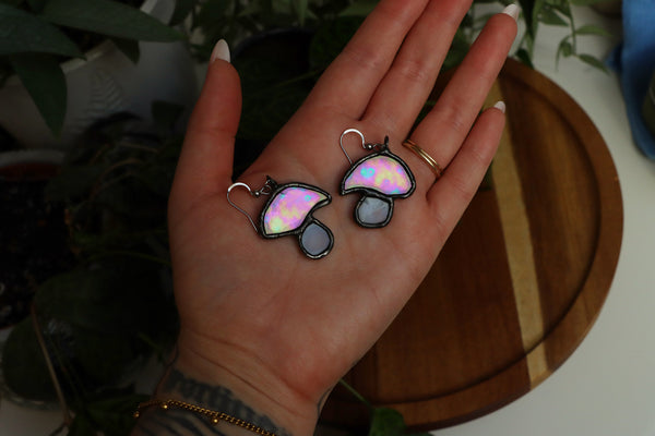 Stained glass earrings - mushrooms