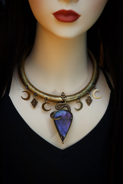 "Nahema" brass serpent choker