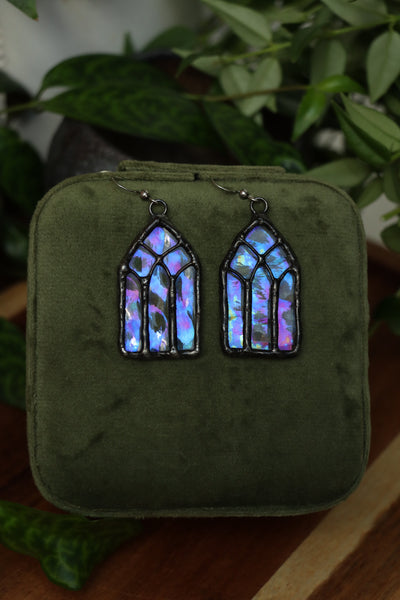 Stained glass earrings - cathedral window