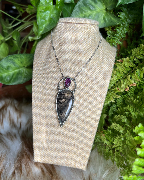 "Irie" rutilated quartz and amethyst necklace