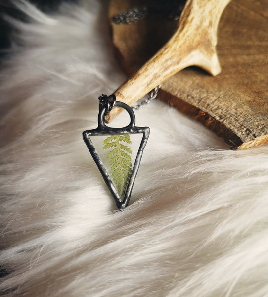 Mini fern glass necklace #5