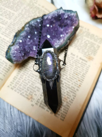 Black obsidian and purple labradorite #2