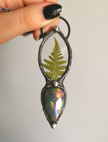 Fern and labradorite pendant