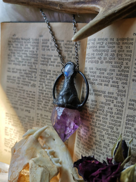 Amethyst point with moonstone #1