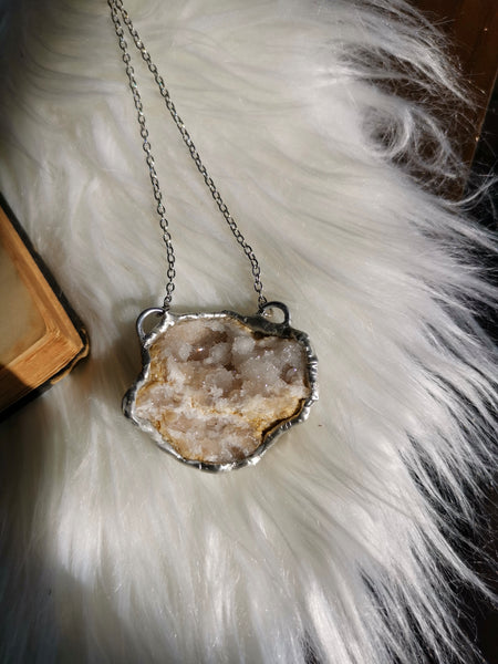 Clear quartz geode necklace #2