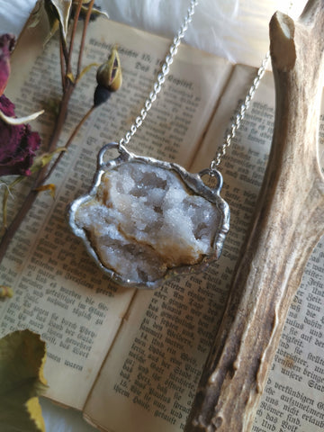 Clear quartz geode necklace #2