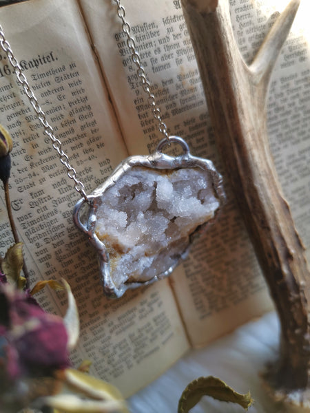 Clear quartz geode necklace #2