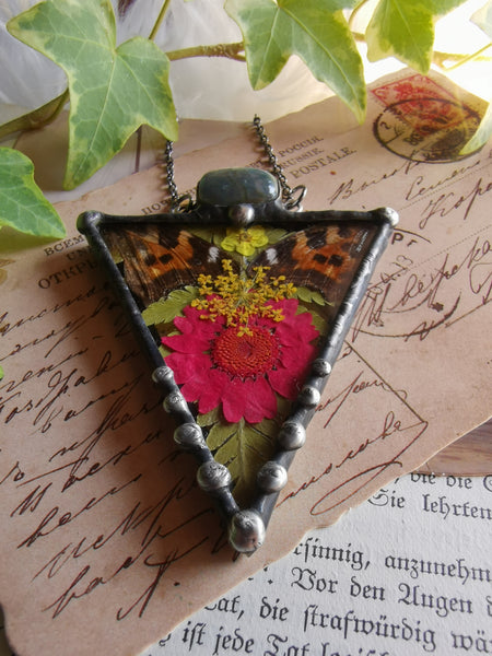 Flora and fauna glass necklace #2