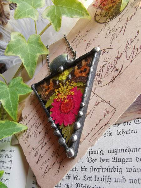 Flora and fauna glass necklace #2