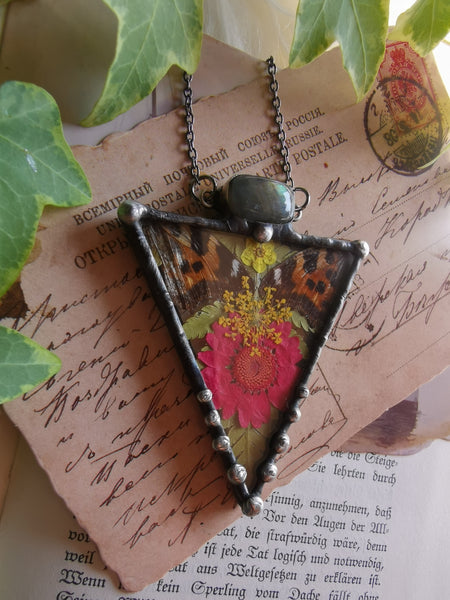 Flora and fauna glass necklace #2