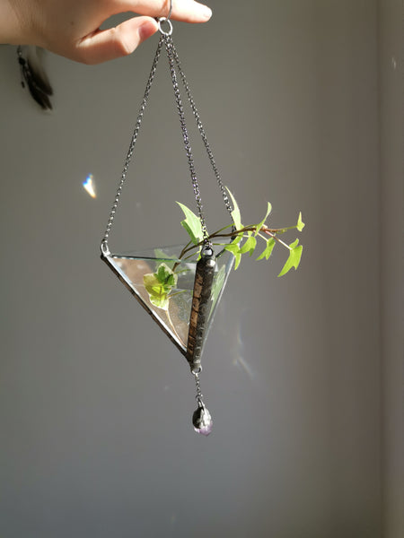 Waterproof glass planter - dark silver #2