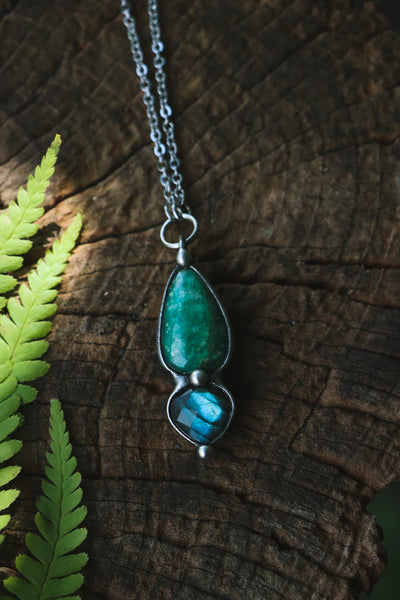 "Nailah" amazonite and faceted labradorite necklace