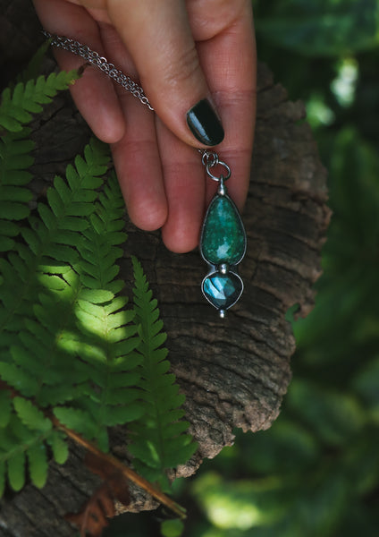 "Nailah" amazonite and faceted labradorite necklace