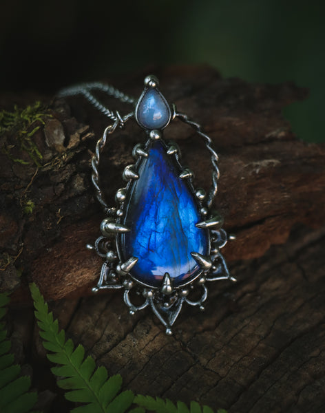"Dara" blue labradorite and moonstone necklace