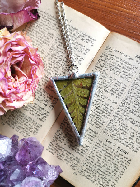 MADE TO ORDER Triangle glass fern pendant