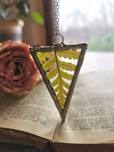 MADE TO ORDER Triangle glass fern pendant