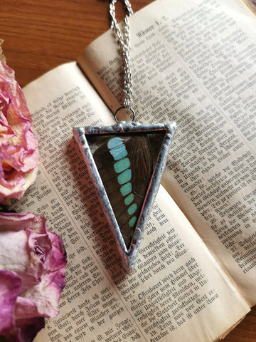 Butterfly wing glass triangle necklace 1