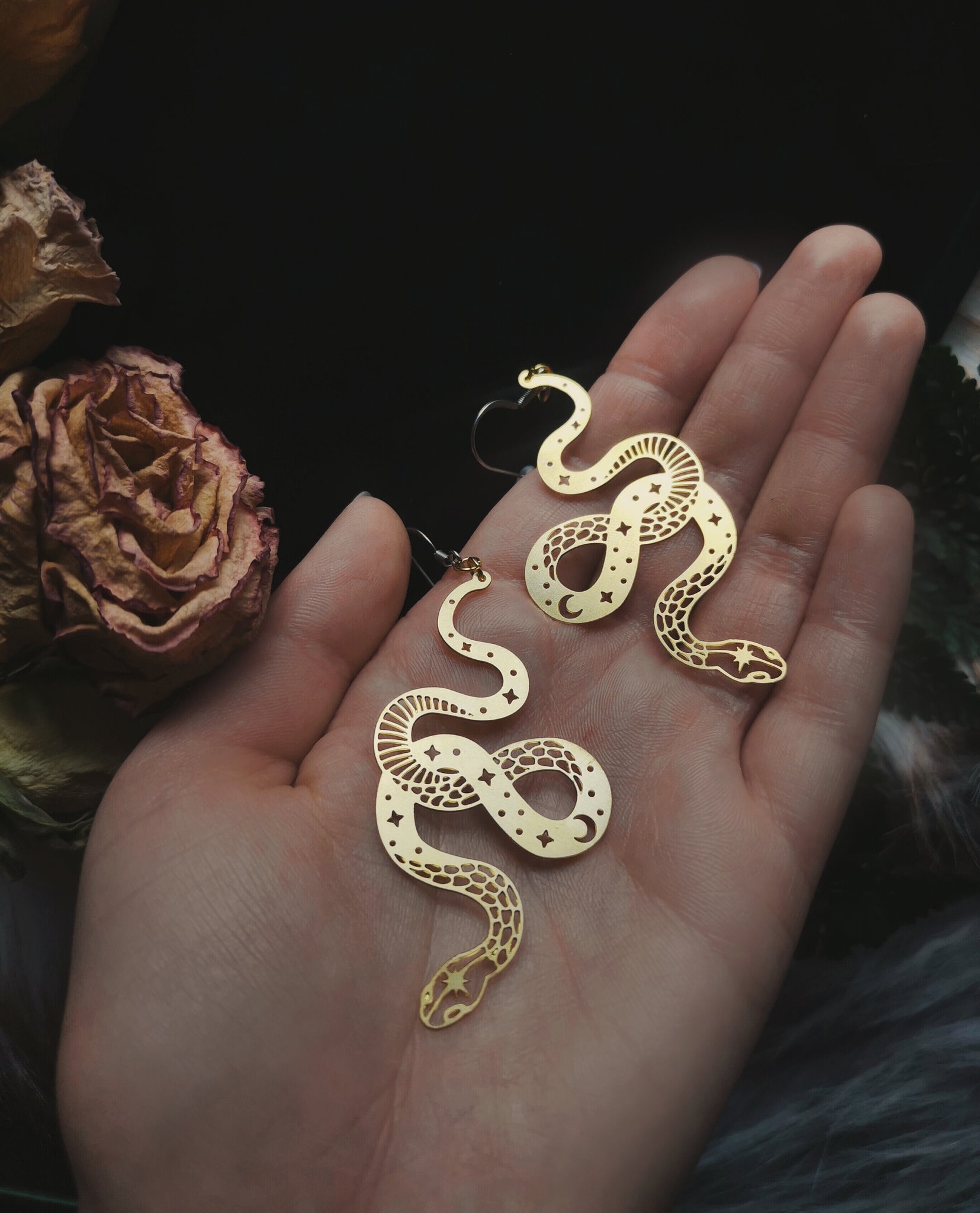 "Brass snake" earrings