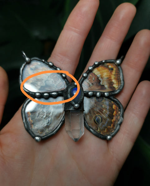 Glass artificial butterfly pendant #1