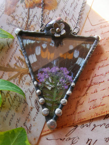 Flora and fauna glass necklace #1