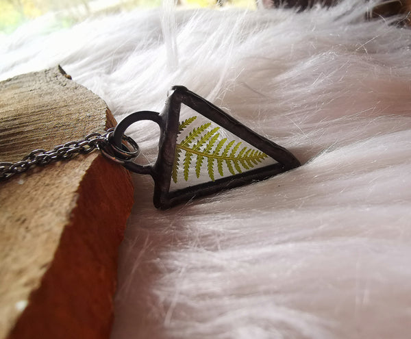 Mini fern glass necklace #6