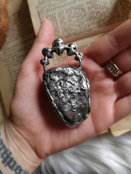 Spirit amethyst and moonstone pendant