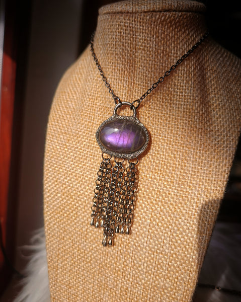 Purple labradorite fringe necklace