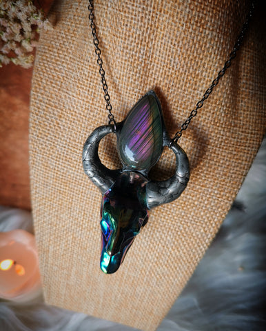 "Iridescent black ox" necklace