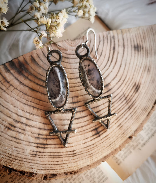 Dendritic agate Earth earrings