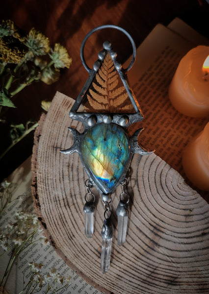 "Labradorite Fern" - two sided pendant