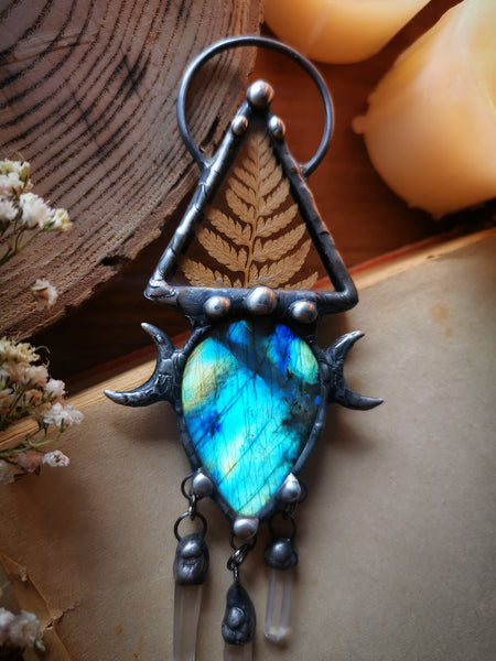 "Labradorite Fern" - two sided pendant