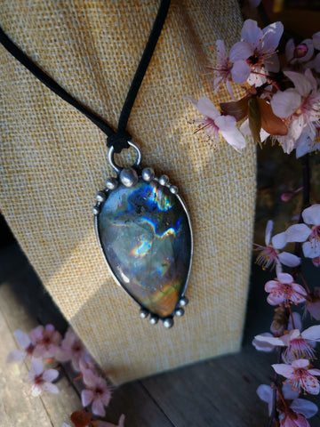 Rainbow labradorite pendant