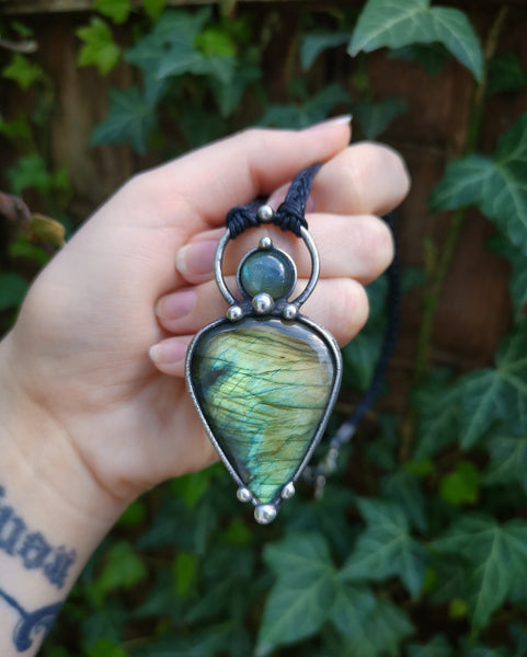 Double green labradorite necklace