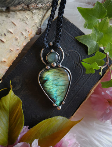 Double green labradorite necklace