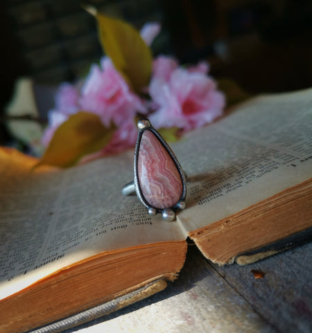 Rhodochrosite adjustable ring #2