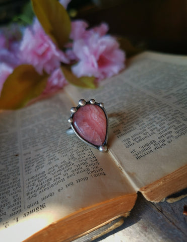 Rhodochrosite adjustable ring #1