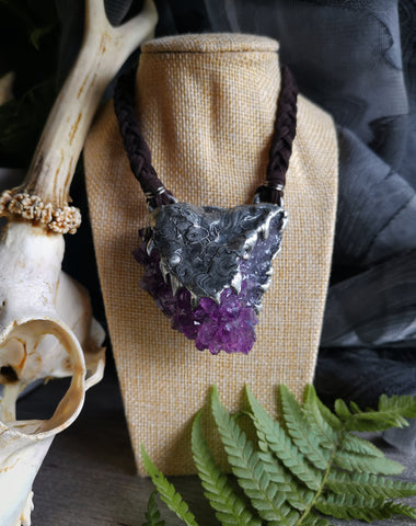 RESERVED! Chunky amethyst "claw" necklace