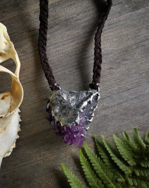 RESERVED! Chunky amethyst "claw" necklace