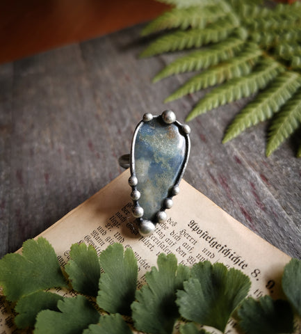 Moss agate adjustable size ring