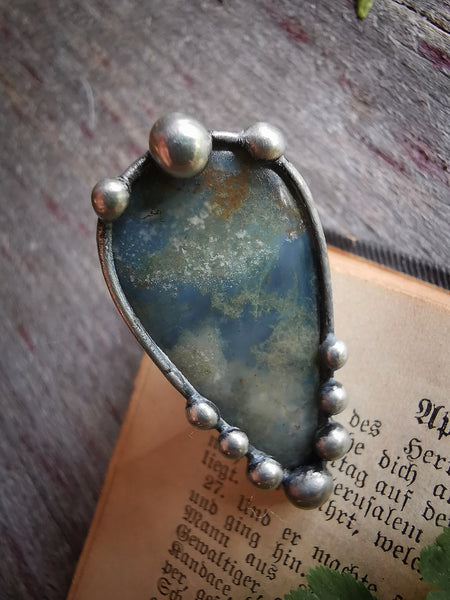Moss agate adjustable size ring